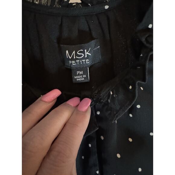 MSK PETITES Womens Black Lined Pullover Pouf Sleeve Short Dress Petites PM - Picture 5 of 10